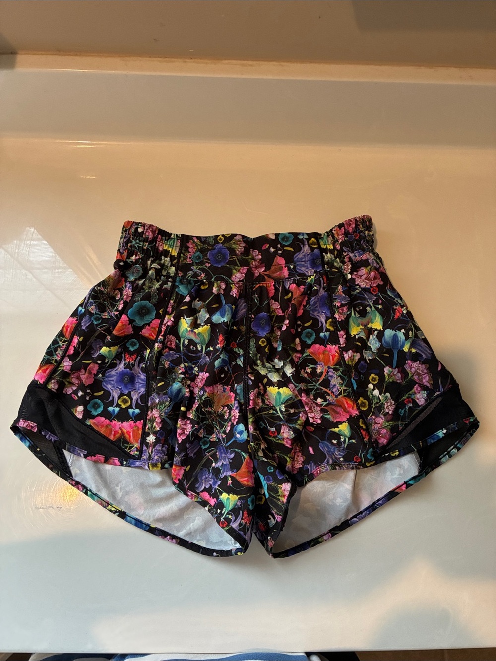 lululemon athletica Black Floral Multicolor Athletic Shorts